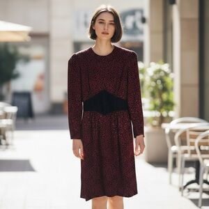 VINTAGE Neiman Marcus 100% Silk Polka Dot Dress Size 4 Hidden Back Zipper